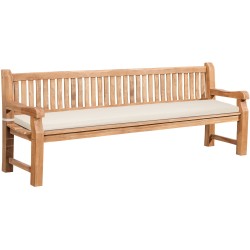 Banco Jackson de teca con cojín de asiento, 240 cm + teca color crema