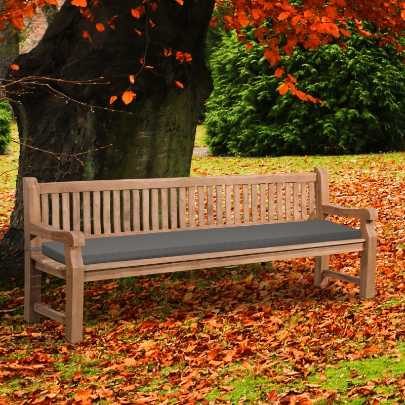 Banco Jackson de teca con cojín de asiento, 240 cm + teca gris oscuro