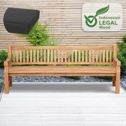 Banco Jackson de teca con cojín de asiento, 240 cm + teca gris oscuro