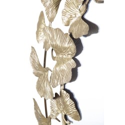 Espejo de pared redondo con forma de hoja Ø87x2,5 cm – Elegancia natural y reflejos dorados para una decoración refinada