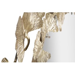 Espejo de pared redondo con forma de hoja Ø87x2,5 cm – Elegancia natural y reflejos dorados para una decoración refinada