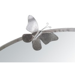 Espejo de pared redondo plateado con forma de mariposa Ø91x3x94 cm – Un toque glamuroso y ligero para realzar tus paredes