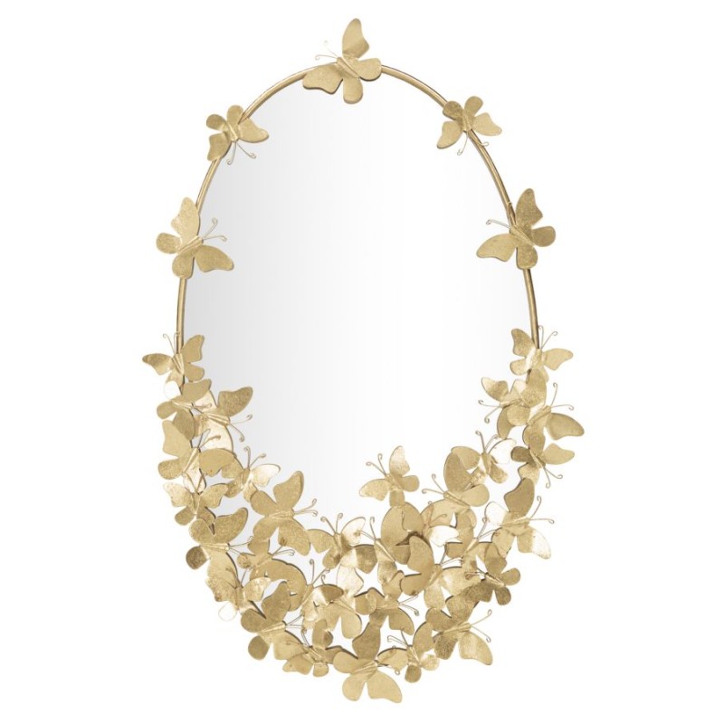 Espejo de pared ovalado con forma de mariposa, 59 x 3 x 89,5 cm (espejo: 46 x 78 cm) – Elegante diseño de mariposa con colgante 