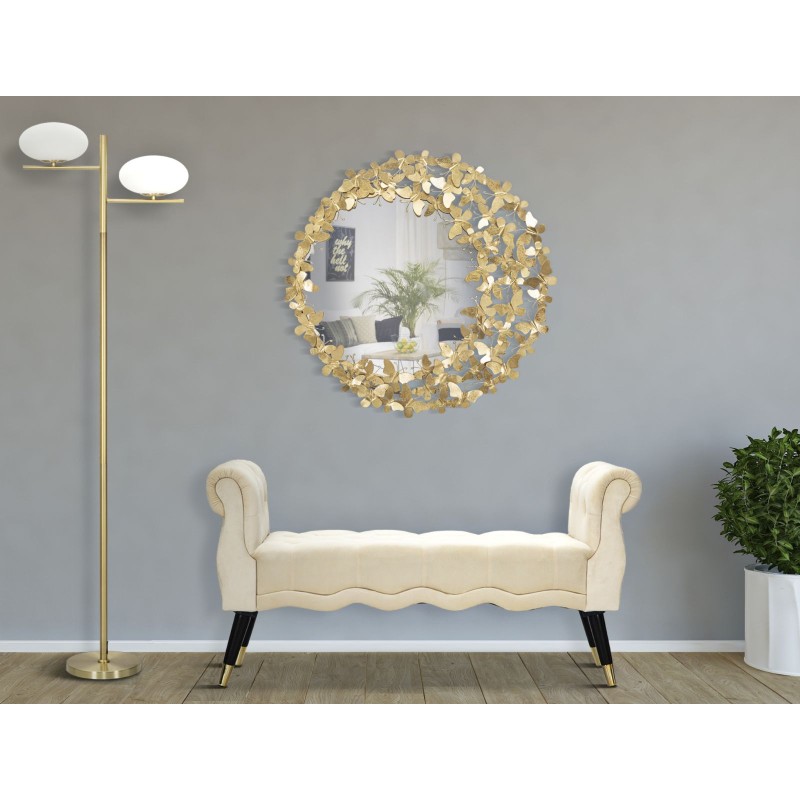 Espejo de pared Glamour Butterfly Ø81,5 x 3,5 cm (espejo Ø55 cm) – Un toque de romanticismo y un brillo delicado
