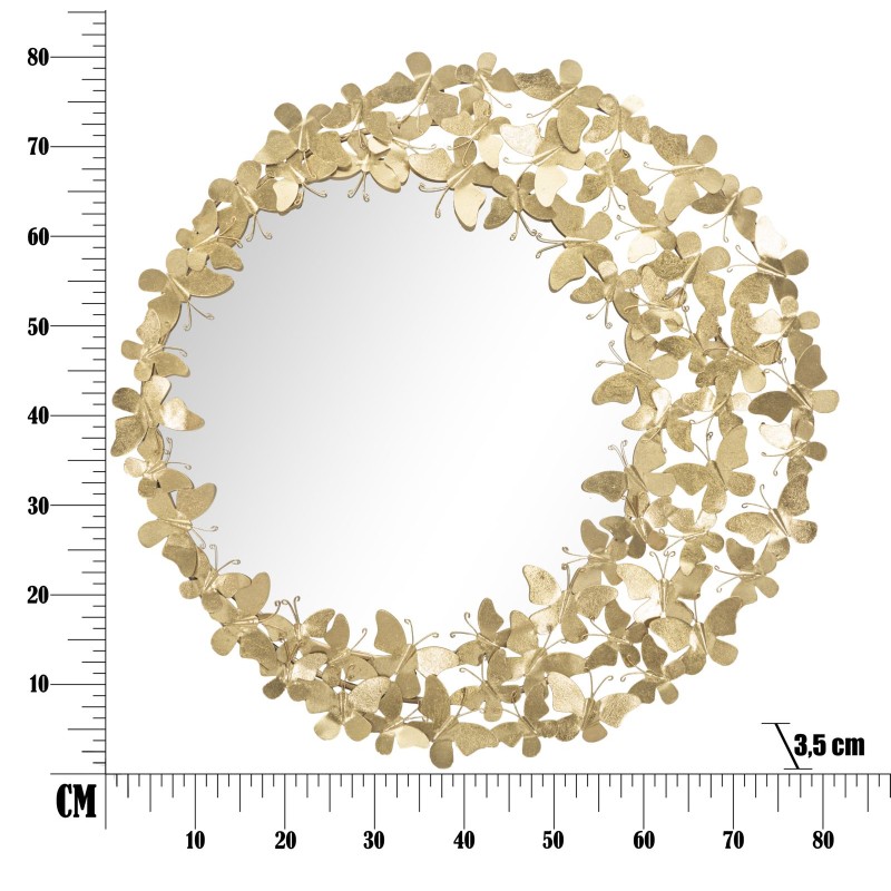Espejo de pared Glamour Butterfly Ø81,5 x 3,5 cm (espejo Ø55 cm) – Un toque de romanticismo y un brillo delicado
