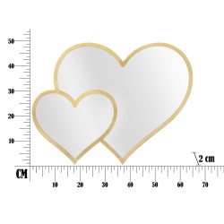 Espejo de pared doble corazón glamuroso 65x2x50 cm – Amor y luz en un diseño refinado