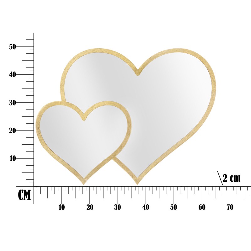 Espejo de pared doble corazón glamuroso 65x2x50 cm – Amor y luz en un diseño refinado