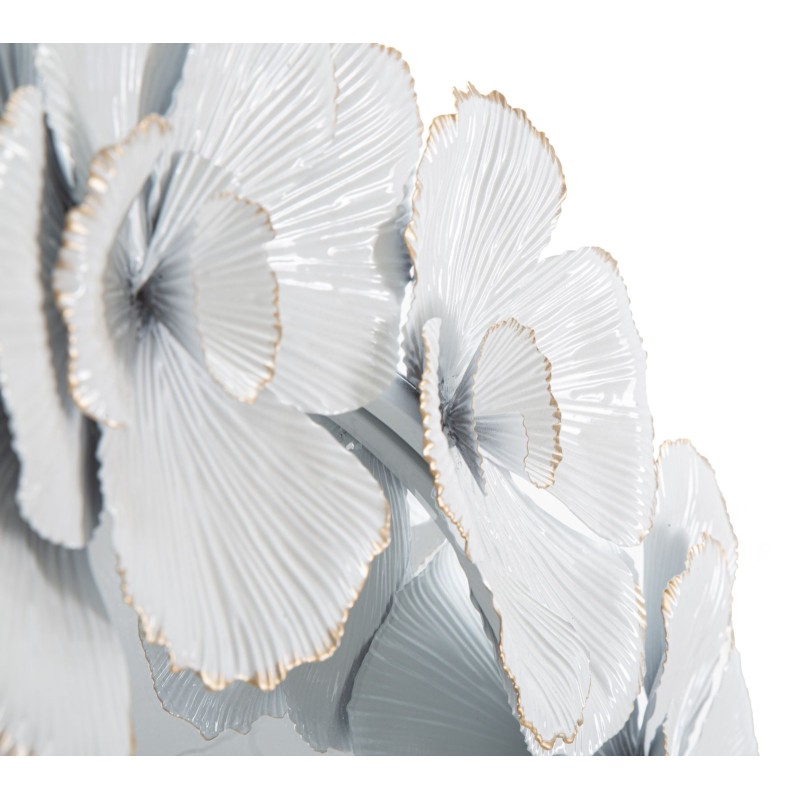 Espejo de pared floral blanco de 82 x 2,6 x 85,5 cm – Romance floral y pureza luminosa