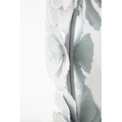 Espejo de pared floral blanco de 82 x 2,6 x 85,5 cm – Romance floral y pureza luminosa