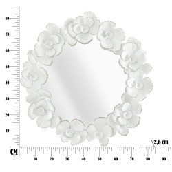 Espejo de pared floral blanco de 82 x 2,6 x 85,5 cm – Romance floral y pureza luminosa