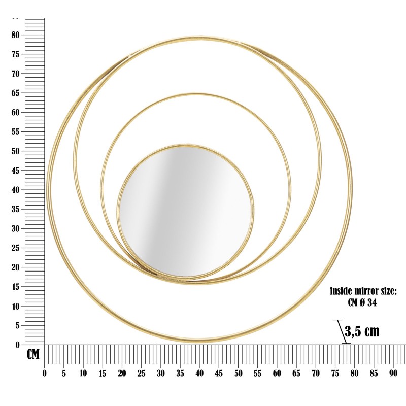 Espejo de pared Arc Glam Ø80x3,5 cm – Curvas elegantes y reflejos dorados