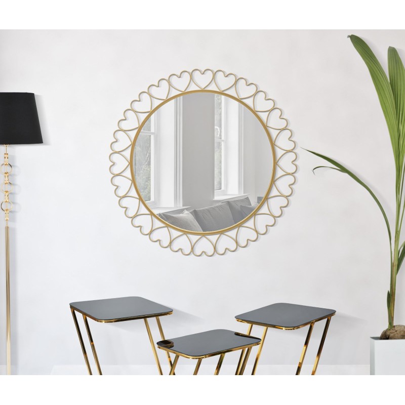 Espejo de pared con forma de corazones Ø80x2,5 cm – Suavidad romántica y brillo seductor