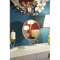Espejo de mesa en forma de corazón de 30x9x39,5 cm – Elegancia compacta y encanto femenino