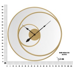 Espejo de pared con reloj Ø90x5,5 cm – Una fusión de diseño y tiempo en un estilo contemporáneo