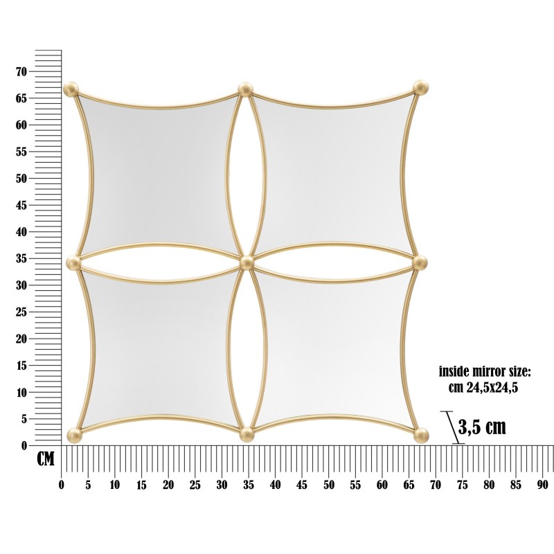 Espejo de pared Jalo 68x3,5x68 cm – Modernidad geométrica y brillo refinado