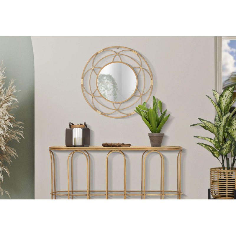 Espejo de pared con cenefa Ø60x3 cm – Diseño sencillo y encanto mediterráneo