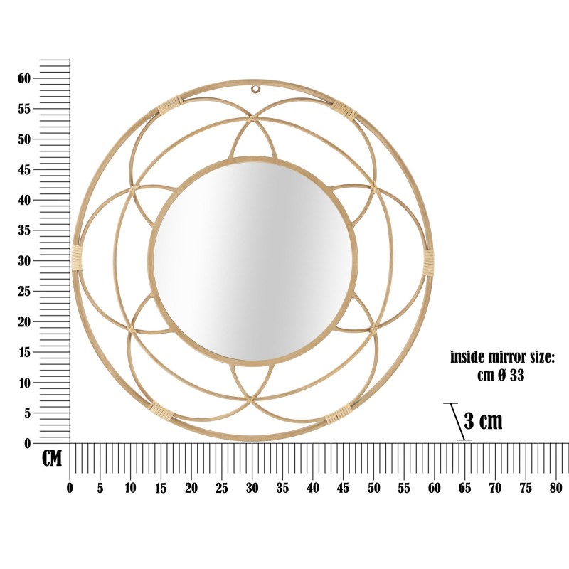 Espejo de pared con cenefa Ø60x3 cm – Diseño sencillo y encanto mediterráneo