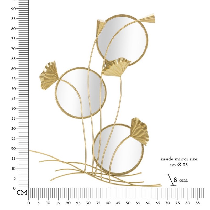 Espejo de pared Triple Flow 65x8x88 cm – Curvas dinámicas y estilo artístico