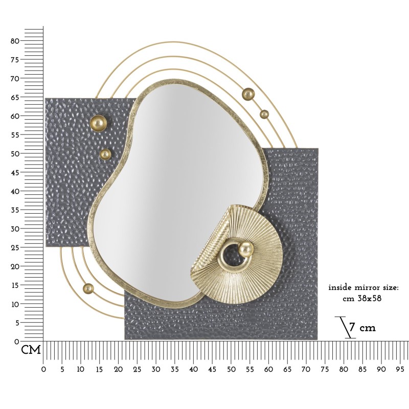 Espejo de pared artístico 80x7x72,4 cm – Creación artística y sofisticación para la pared