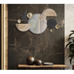 Espejo de pared abstracto 90,2 x 5,1 x 50,2 cm – Arte mural con formas geométricas y estilo artístico