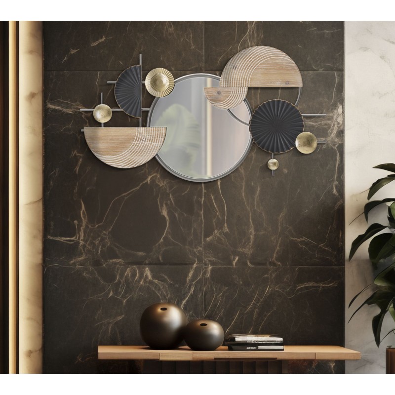 Espejo de pared abstracto 90,2 x 5,1 x 50,2 cm – Arte mural con formas geométricas y estilo artístico