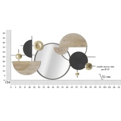 Espejo de pared abstracto 90,2 x 5,1 x 50,2 cm – Arte mural con formas geométricas y estilo artístico