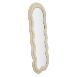 Espejo de pared Miki de terciopelo color crema 60x4x160 cm – Refinamiento aterciopelado y suavidad elegante