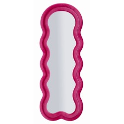 Espejo de pared Miki en terciopelo fucsia, 60x4x160 cm (espejo 39x135 cm) – Color vibrante y estilo audaz