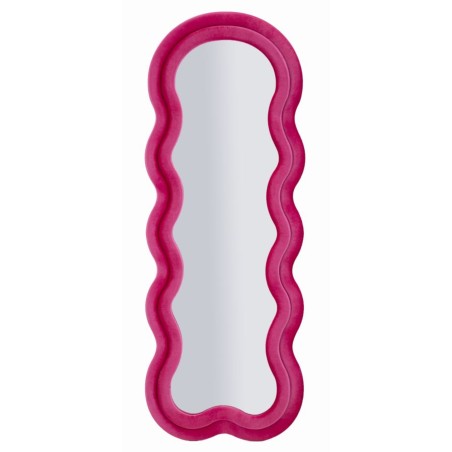 Espejo de pared Miki en terciopelo fucsia, 60x4x160 cm (espejo 39x135 cm) – Color vibrante y estilo audaz