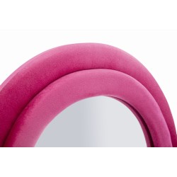 Espejo de pared Miki en terciopelo fucsia, 60x4x160 cm (espejo 39x135 cm) – Color vibrante y estilo audaz