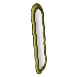 Espejo de pared Miki en terciopelo verde, 60x4x160 cm – Elegancia natural y textura lujosa