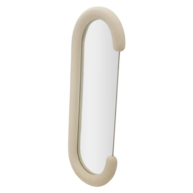 Espejo de pared Chantal en terciopelo color crema, 60x7x160 cm – Elegancia atemporal y suavidad refinada