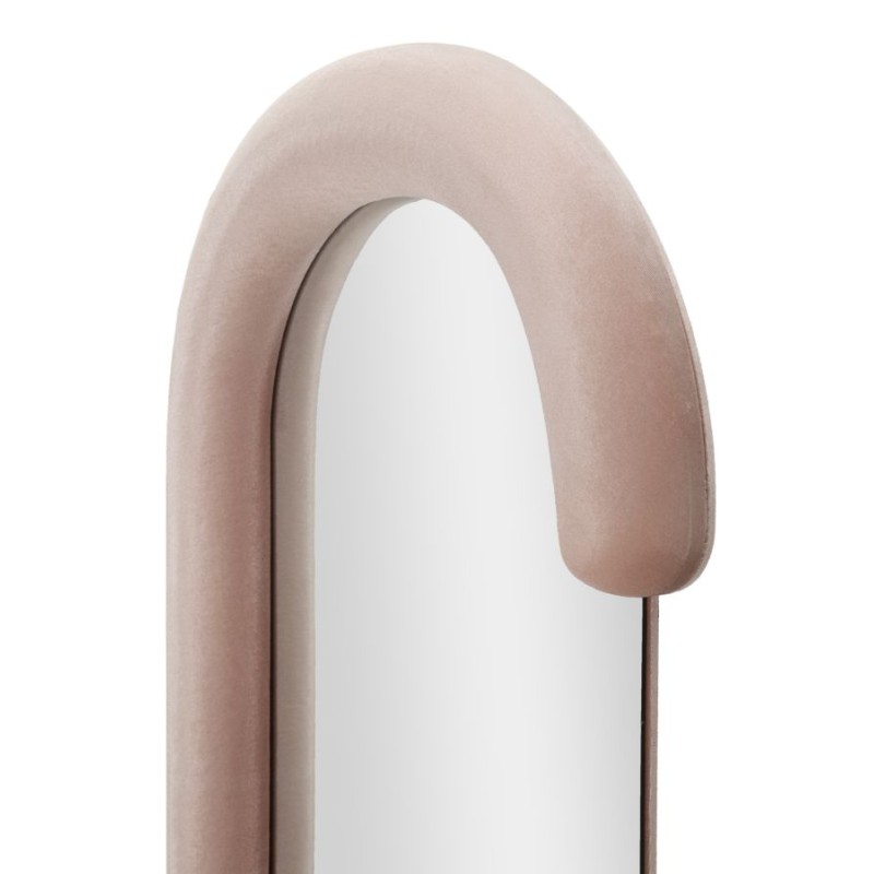 Espejo de pared Chantal en terciopelo rosa, 60x7x160 cm – Glamour romántico y empolvado