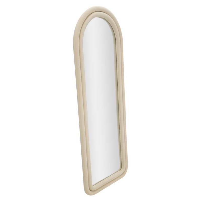 Espejo de pared Cloe en terciopelo color crema, 60x4x160 cm – Elegancia sencilla y encanto relajante