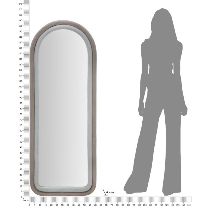 Espejo de pared Cloe, terciopelo gris, 60x4x160 cm – Elegancia neutra y refinamiento discreto