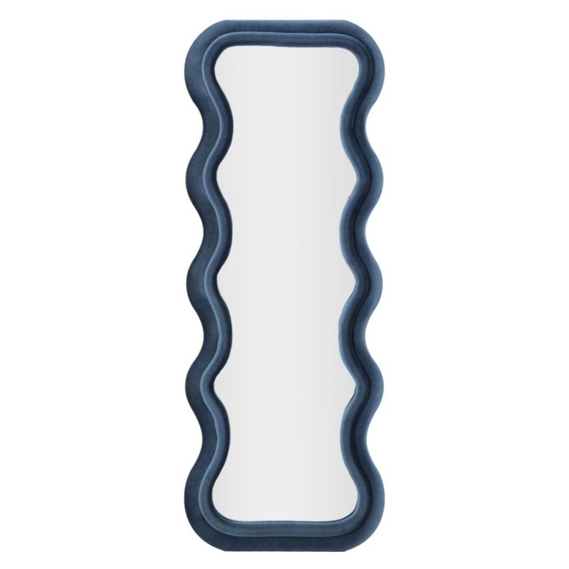 Espejo de pared Emily, terciopelo azul, 60x6x160 cm – Diseño sofisticado y tono relajante