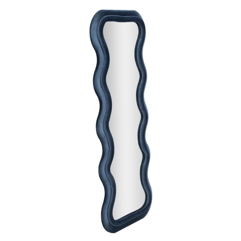 Espejo de pared Emily, terciopelo azul, 60x6x160 cm – Diseño sofisticado y tono relajante