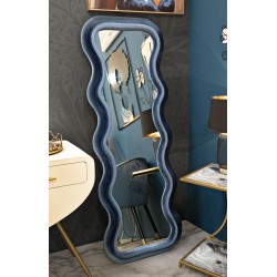 Espejo de pared Emily, terciopelo azul, 60x6x160 cm – Diseño sofisticado y tono relajante