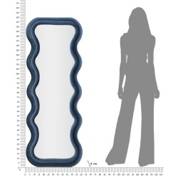 Espejo de pared Emily, terciopelo azul, 60x6x160 cm – Diseño sofisticado y tono relajante