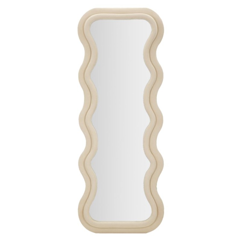 Espejo de pared Emily, terciopelo color crema, 60x6x160 cm – Elegancia sutil y suavidad atemporal
