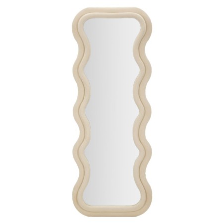 Espejo de pared Emily, terciopelo color crema, 60x6x160 cm – Elegancia sutil y suavidad atemporal