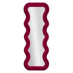 Espejo de pared Emily en terciopelo fucsia, 60x6x160 cm (espejo 42x144 cm) – Un toque moderno y una feminidad audaz