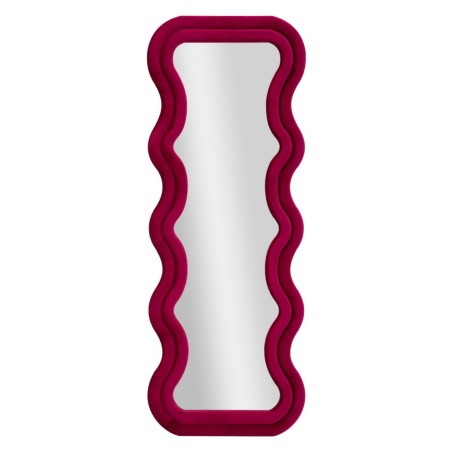 Espejo de pared Emily en terciopelo fucsia, 60x6x160 cm (espejo 42x144 cm) – Un toque moderno y una feminidad audaz