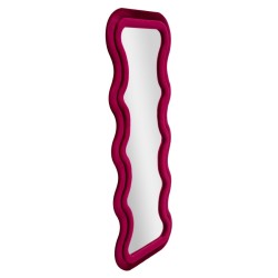 Espejo de pared Emily en terciopelo fucsia, 60x6x160 cm (espejo 42x144 cm) – Un toque moderno y una feminidad audaz