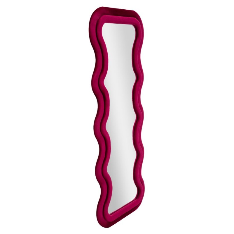 Espejo de pared Emily en terciopelo fucsia, 60x6x160 cm (espejo 42x144 cm) – Un toque moderno y una feminidad audaz