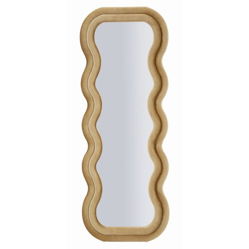 Espejo de pared Emily en terciopelo dorado, 60x6x160 cm (espejo 42x144 cm) – Oro prestigioso y brillo refinado