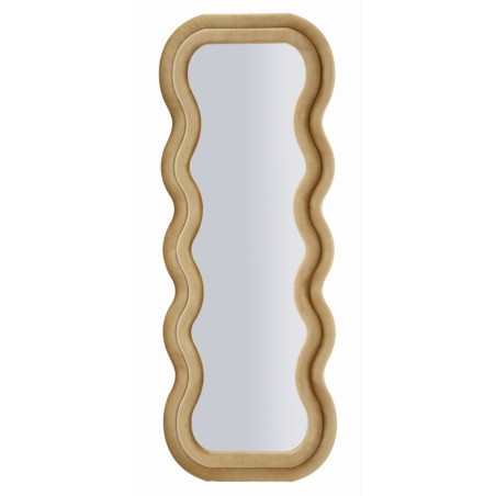 Espejo de pared Emily en terciopelo dorado, 60x6x160 cm (espejo 42x144 cm) – Oro prestigioso y brillo refinado