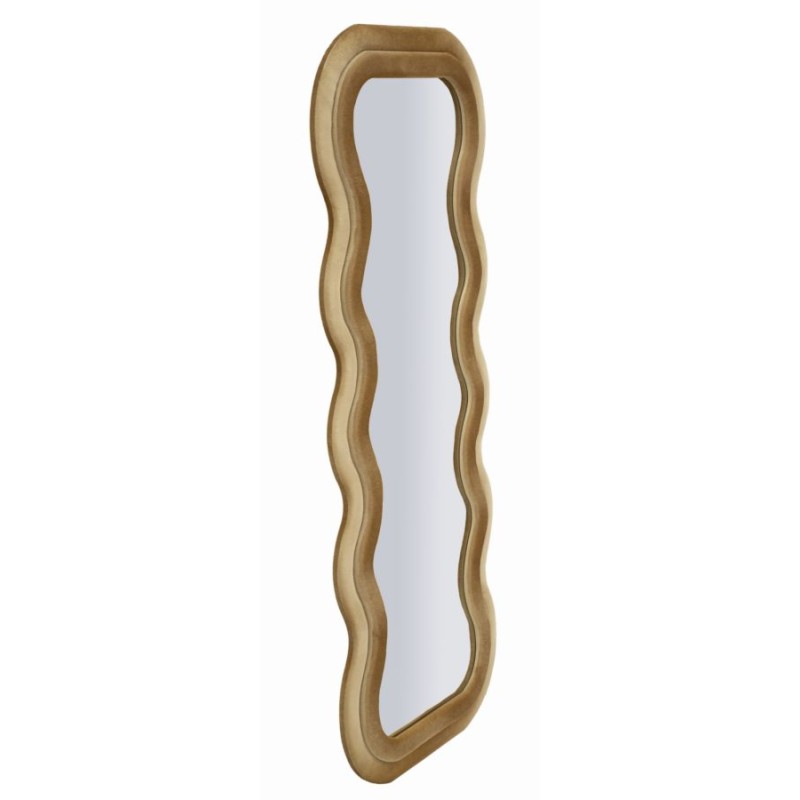 Espejo de pared Emily en terciopelo dorado, 60x6x160 cm (espejo 42x144 cm) – Oro prestigioso y brillo refinado