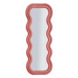 Espejo de pared Emily en terciopelo rosa, 60x6x160 cm (espejo 42x144 cm) – Un encanto delicado y empolvado.