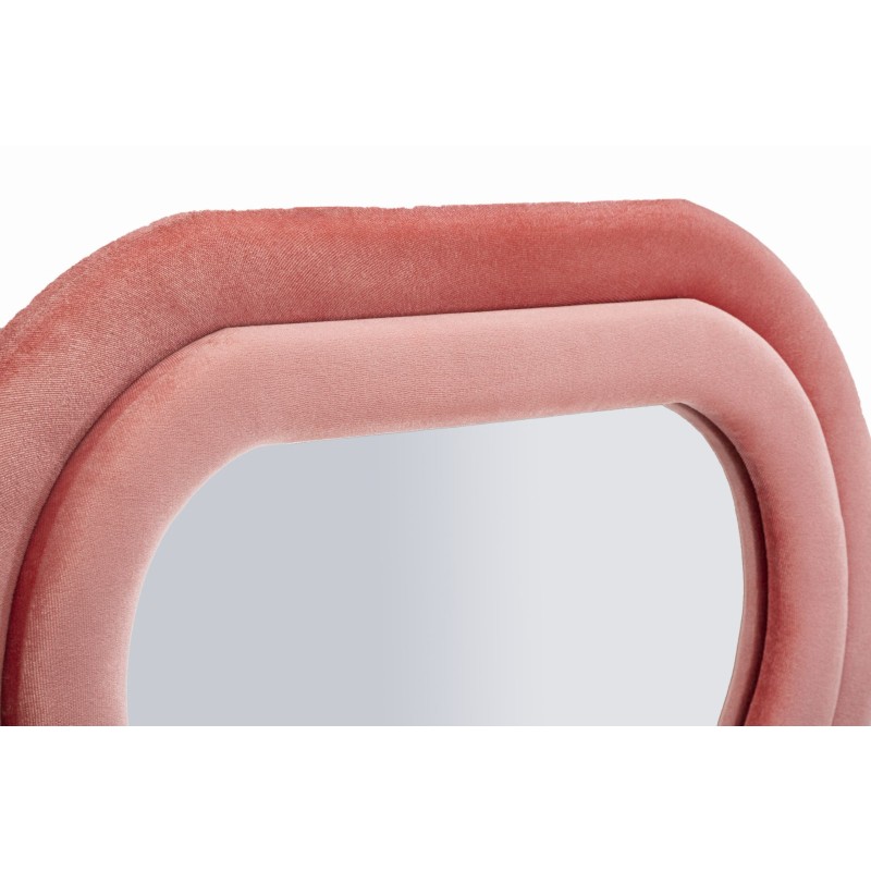 Espejo de pared Emily en terciopelo rosa, 60x6x160 cm (espejo 42x144 cm) – Un encanto delicado y empolvado.
